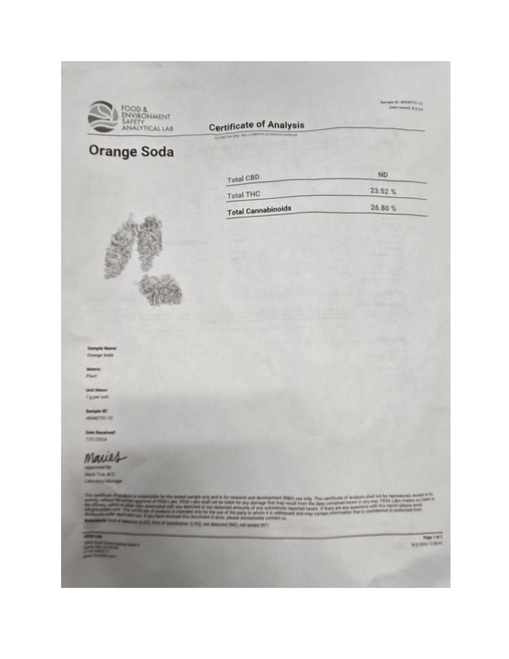 Certificate of Analysis