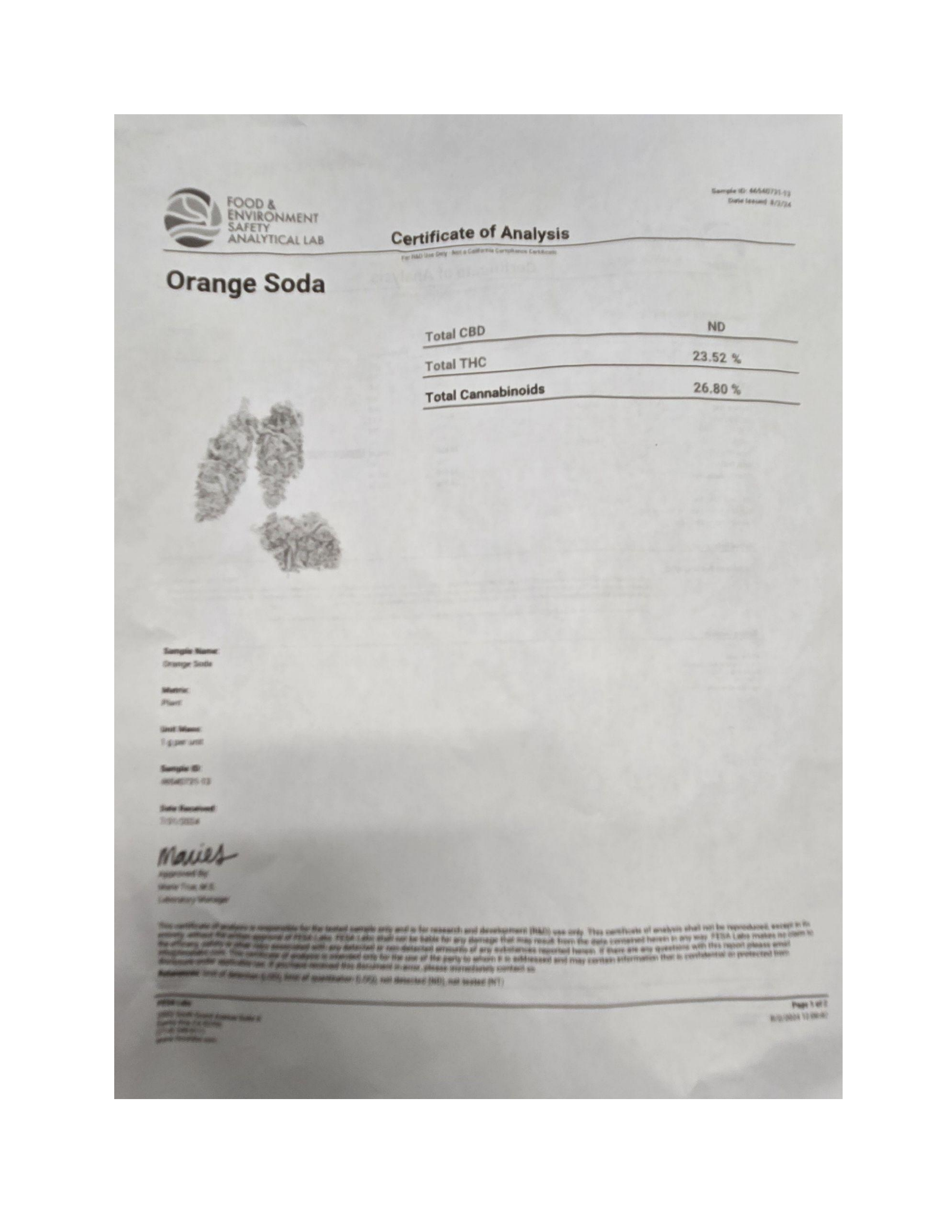 Certificate of Analysis